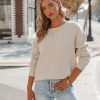 Clothing * | By T-001 Acacia Cotton Crew Neck Sweater Pale Beige Flash Sale Sweaters