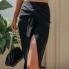 Clothing * | Tych-001 Tammy Twist Front Ribbed Midi Skirt Black Skirts