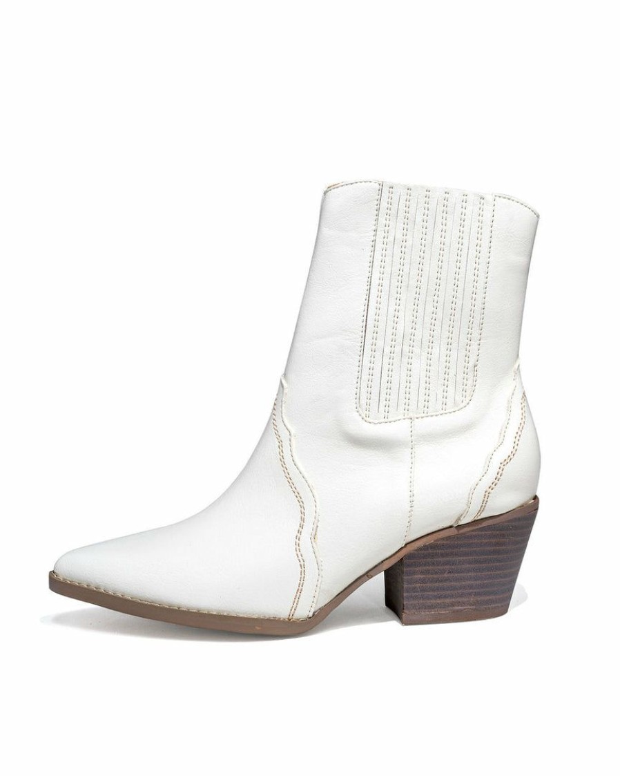 Shoes * | Free-002 Shoes Lucia Faux Leather Heeled Bootie White