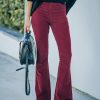 Clothing * | Newb-001 Sophie High Rise Bell Bottom Corduroy Pants Burgundy Bottoms