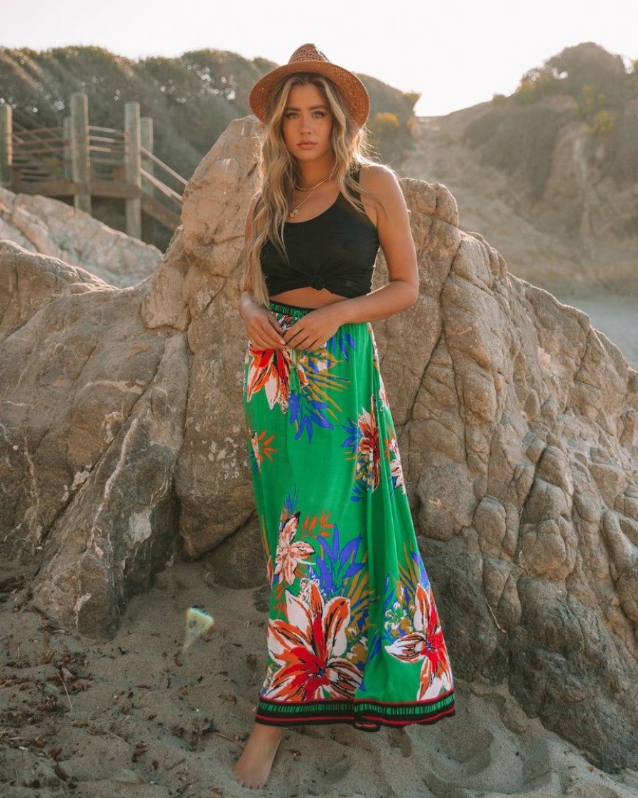 Clothing * | Salt-001 Bottoms Velasquez Floral Maxi Skirt Green