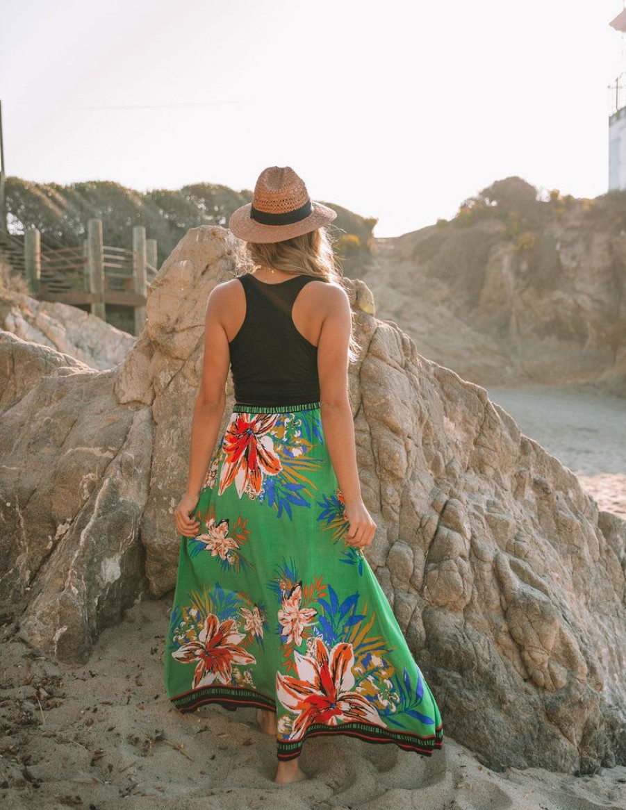 Clothing * | Salt-001 Bottoms Velasquez Floral Maxi Skirt Green