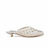 Shoes * | Prim-001 Gita Studded Kitten Heel Mule Ivory Flash Sale