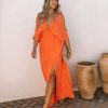 Clothing * | Oliv-001 Korrine Cold Shoulder Maxi Dress Coral Final Sale The Vacation Shop