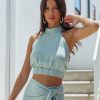 Clothing * | Entr-001 Chic Matching Sets Maurel Halter Crop Top Seafoam