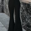 Clothing * | Suga-001 Runway Pocketed Belted Flare Trousers Black Final Sale Chic Matching Sets