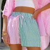 Clothing * | Flaw-001 Oxford Cotton Pocketed Shorts Pink/Green Final Sale