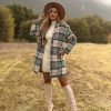 Clothing * | Lush-001 Igloo Pocketed Plaid Coat Blue Final Sale Coats & Jackets