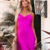 Clothing * | Tych-001 Affair Of The Heart Satin Sash Slip Dress Fuchsia Final Sale