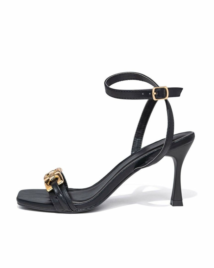 Shoes * | Shu -001 Lush Square Toe Heeled Sandal Black Final Sale Take Me To Miami