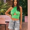 Clothing * | Oliv-001 Envolver Wrap Crop Top Green Tops