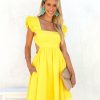 Clothing * | Entr-001 Sabaneta Cotton Pocketed Babydoll Dress Yellow Dresses