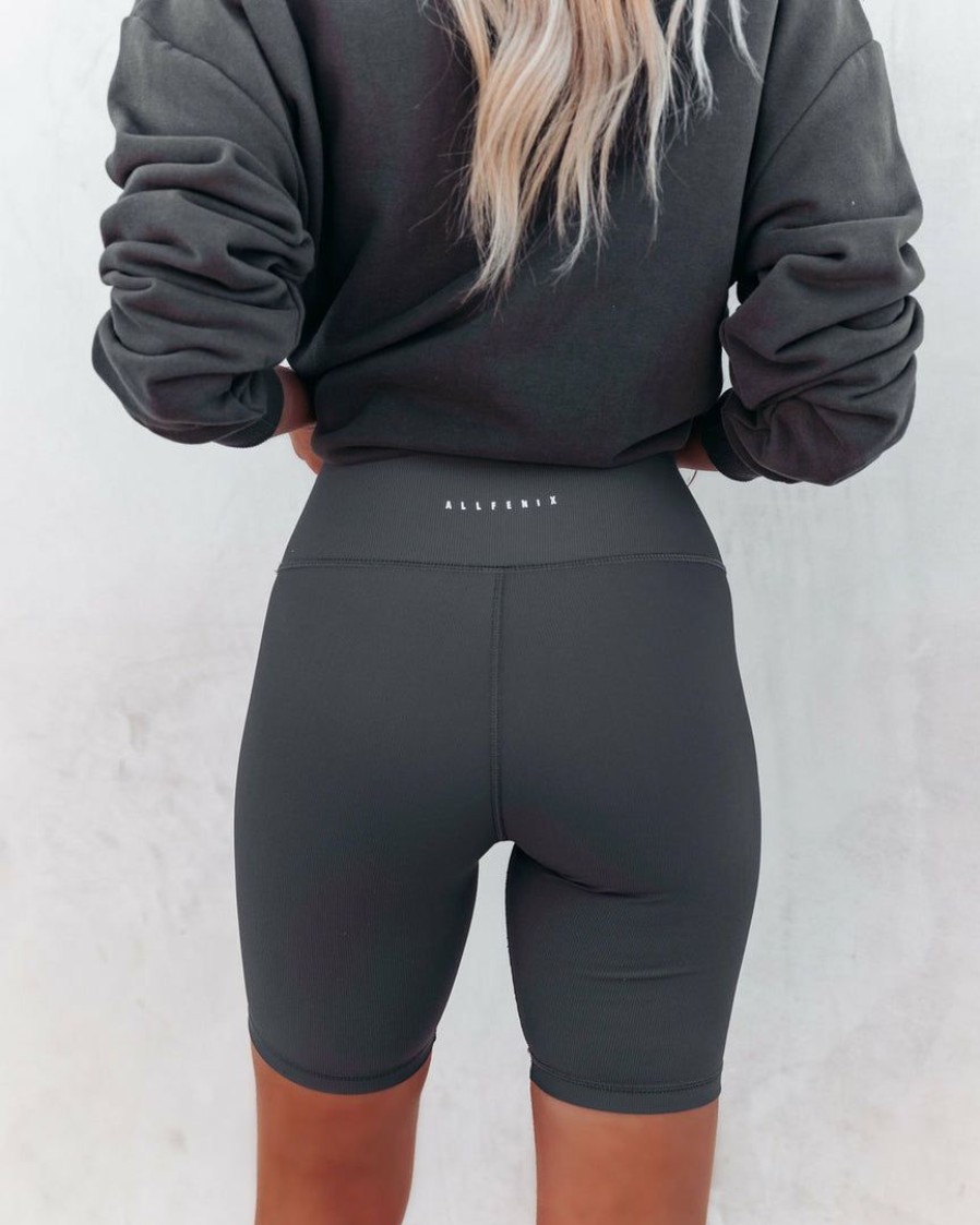 Clothing * | All-001 Taylin Ribbed Biker Shorts Graphite Final Sale Activewear