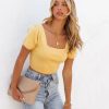 Clothing * | Prom-001 Thalie Knit Crop Top Yellow Final Sale Sweet Summertime