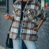 Clothing * | Lush-001 Woodwork Pocketed Sherpa Lined Plaid Shacket Flash Sale