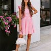 Clothing * | &Mer-001 Dresses Verna Cotton Ruffle Babydoll Dress Pink Final Sale