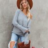 Clothing * | On T-001 This Time Around Ribbed Dolman Sweater Heather Grey