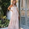 Clothing * | Fate-001 Bump Friendly Desert Wishes Printed Halter Maxi Dress