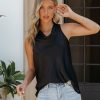 Clothing * | Olia-001 Date Night Out Sounds Like Summer Cowl Neck Satin Tank Black Final Sale