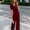 Clothing * | On T-001 Avril Satin Belted Jumpsuit Final Sale Rompers + Jumpsuits