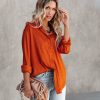 Clothing * | Dee-001 Tops Layton Satin Embossed Button Down Blouse Rust Flash Sale