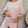 Clothing * | On T-001 Loungewear Rexa Billowed Sleeve Knit Top Tan