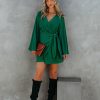 Clothing * | Tych-001 Sequel Bell Sleeve Tie Dress Hunter Green Final Sale