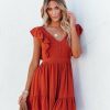 Clothing * | Fate-001 Alethea Cotton Blend Babydoll Dress Amber