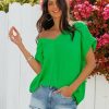 Clothing * | Firs-001 River Short Sleeve Blouse Kelly Green Tops