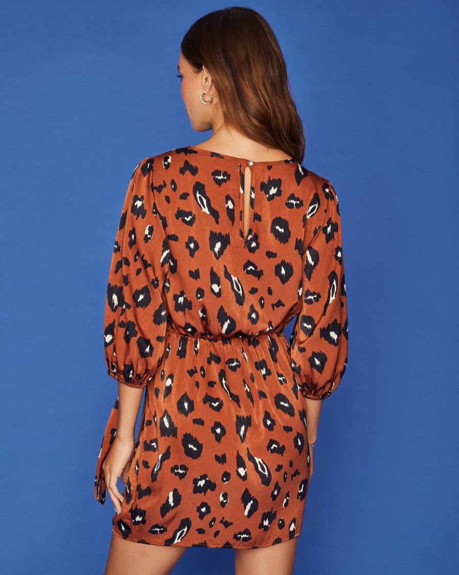 Clothing * | Tych-001 Murphy Printed Leopard Tie Dress Flash Sale