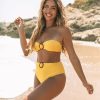 Clothing * | Fort-002 Emma Ring Belt High Waisted Swim Bottom Yellow