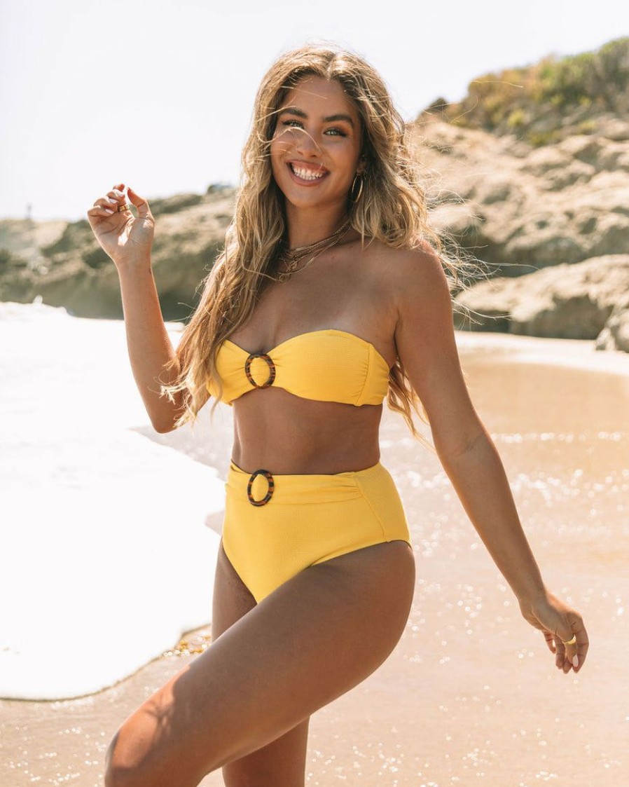 Clothing * | Fort-002 Emma Ring Belt High Waisted Swim Bottom Yellow