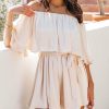 Clothing * | Blue-001 The Vacation Shop Sunset In Cabo Off The Shoulder Romper Cream Final Sale