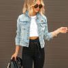 Clothing * | Hidd-002 The Denim Shop Blue Jean Baby Distressed Denim Jacket