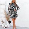 Clothing * | Tcec-001 Dresses Big Bend Leopard Smocked Ruffle Dress Final Sale