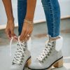 Shoes * | Mira-001 Conquest Heeled Shearling Lace Up Boot Light Grey Shoes