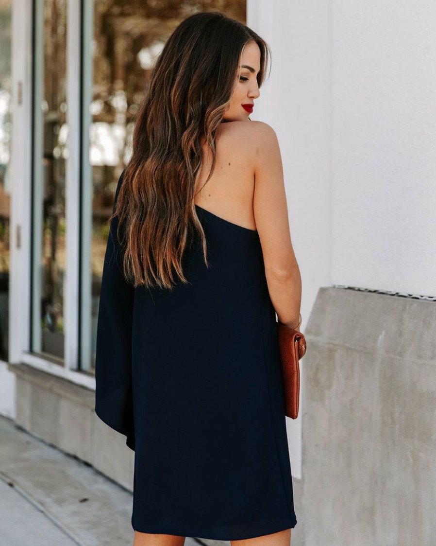 Clothing * | Tych-001 Take Me To Miami Side To Side One Shoulder Statement Dress Navy