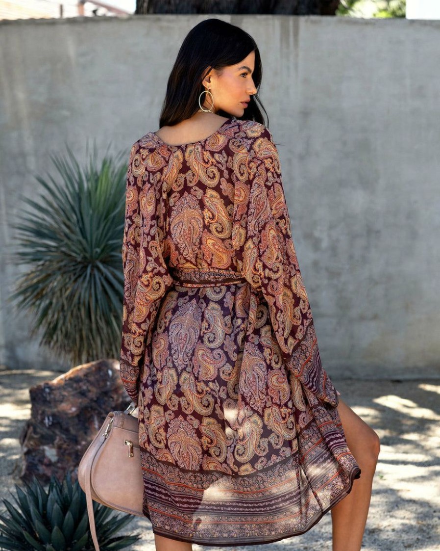 Clothing * | Dres-001 Resort Shop Messina Pocketed Paisley Kimono