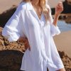 Clothing * | Elan-001 Dresses Jeanette Button Down Tunic Top White