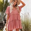 Clothing * | Oliv-001 Good Karma Cotton Tiered Babydoll Tunic Dusty Rose