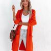 Clothing * | Dee-001 Sweaters Dayson Pocketed Knit Cardigan Flame Orange Final Sale