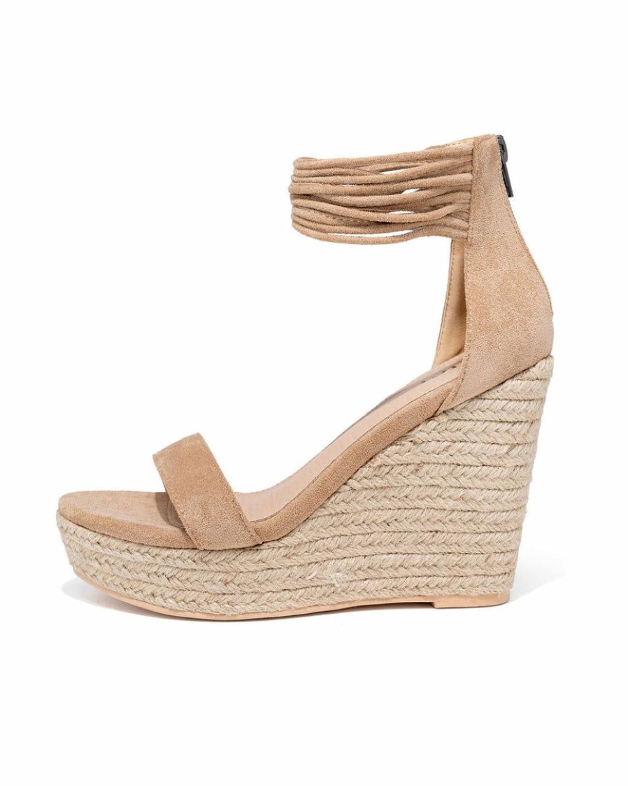 Shoes * | Free-002 Alamo Faux Suede Strappy Wedge