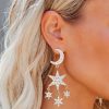 Jewelry * | Acce-001 Sweet Summertime Hang The Moon And Stars Earrings Final Sale