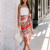 Clothing * | Aaka-001 Bold Type Printed Satin Wrap Midi Skirt