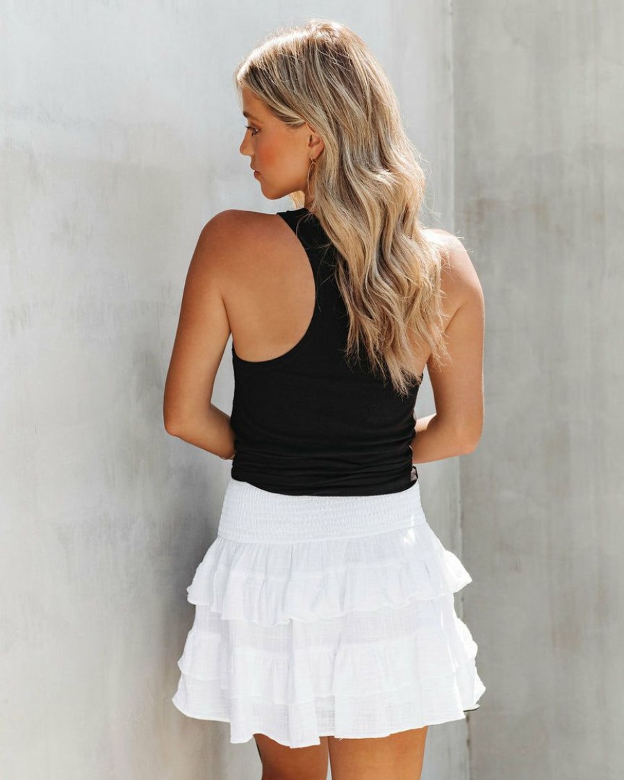 Clothing * | Oliv-001 Bottoms Centenario Cotton Tiered Mini Skirt White