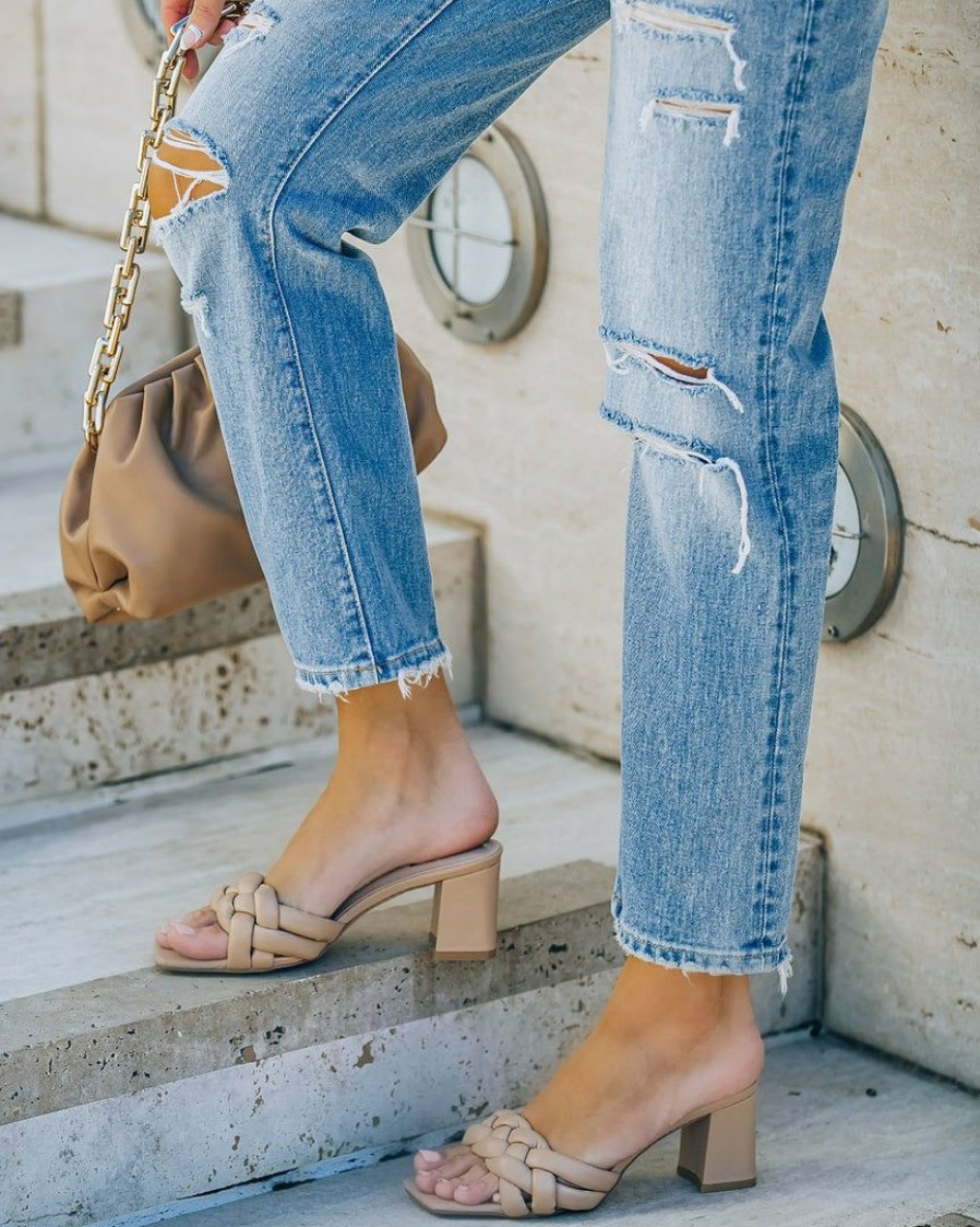 Shoes * | Prim-001 Shoes Taylor Braided Block Heeled Sandal Taupe