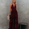 Clothing * | Luxx-001 Antonia Maxi Dress Wine Dresses