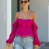 Clothing * | Dee-001 Take Me To Miami Mystical Times Off The Shoulder Crop Top Berry