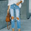 Clothing * | Kanc-001 Madden High Rise Distressed Straight Leg Denim- Final Sale