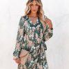 Clothing * | On T-001 Ezabella Floral Shimmer Wrap Dress Green Final Sale Photoshoot Ready